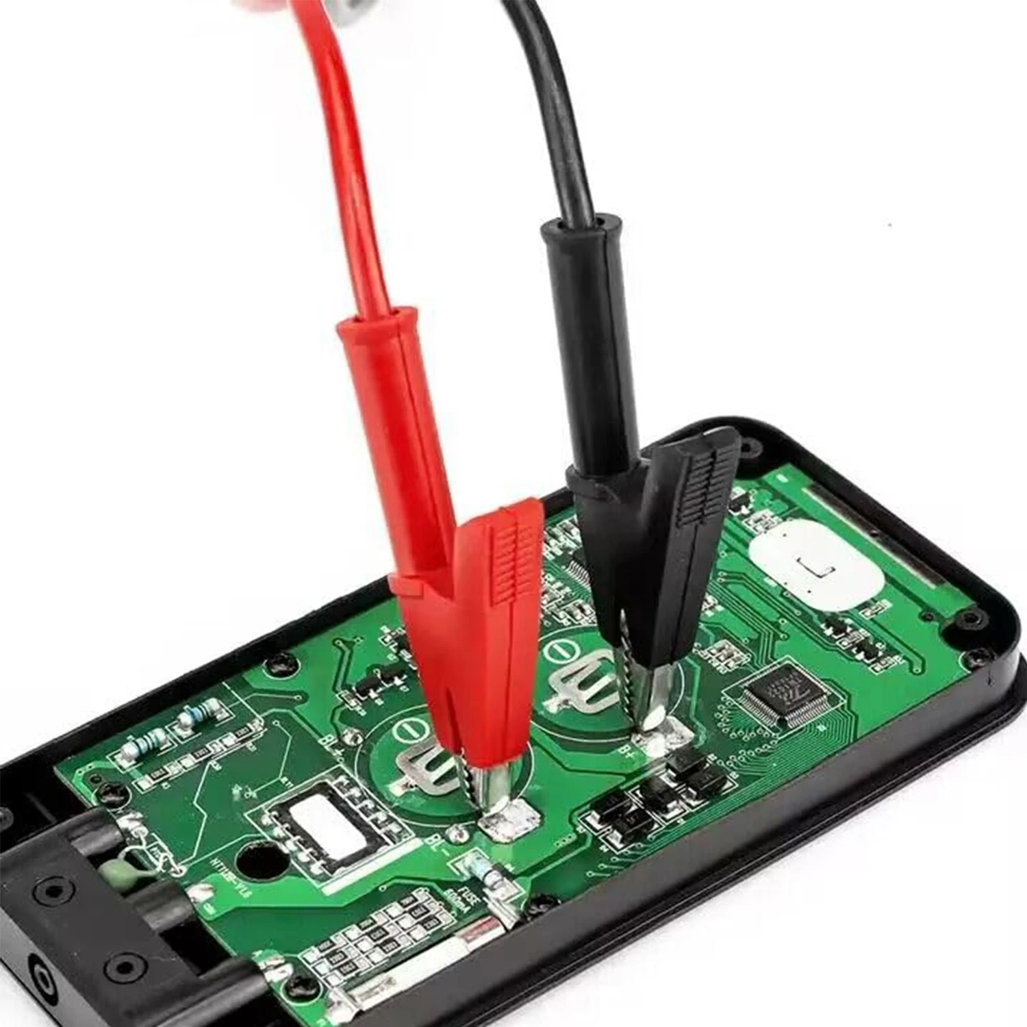 1000 فولت 2 قطعة مشبك التمساح مزدوج الأطراف يؤدي للاختبار الكهربائي موصلات اختبار مع مقاطع التمساح وأسلاك توصيل معزز