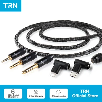Banhado a prata Fones de ouvido Cabo Upgrade, TRN T2 Pro16 Núcleo Earphones, HIFI Upgrade, Iluminação Tipo C, QDC, MMCX, 0,75, 0,78, MT4, TA4, MT1MAX, 2,5, 3,5, 4,4