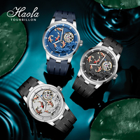 Haofa Carrousel Mechanical Watches For Men Sapphire Power Reserve 80H Rotating Dial Men's Watch Waterproof Bussiness Luxury 1951