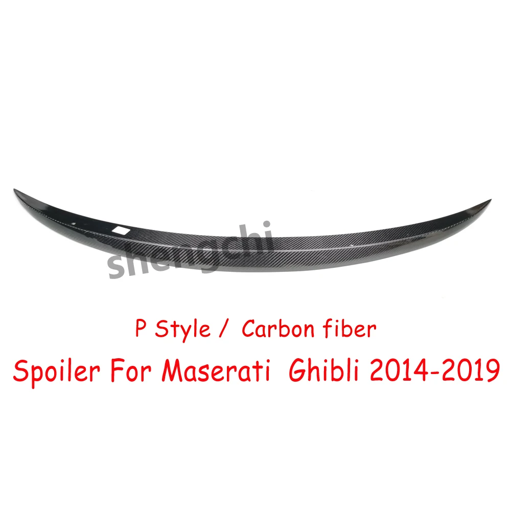 for Maserati Ghibli P Style Real Carbon Fiber Rear Trunk Spoiler Wings 2014-2019