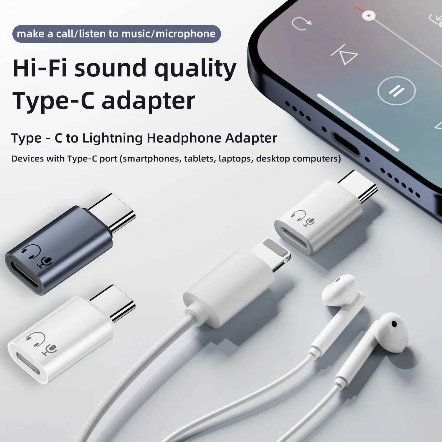 USB C To 8 Pin Adapter Type C To ios Audio Converter Headphone Earphones Converter for iPhone 15/16 iPad MacBook Type C Phone
