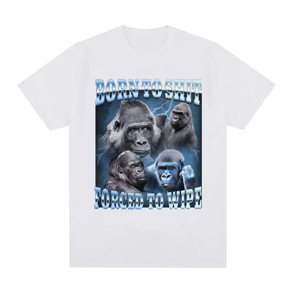 アニメ生まれたてのうんちを強制的に拭く面白いゴリラグラフィック Tシャツファッション半袖 Tシャツ女性カジュアル Tシャツ
