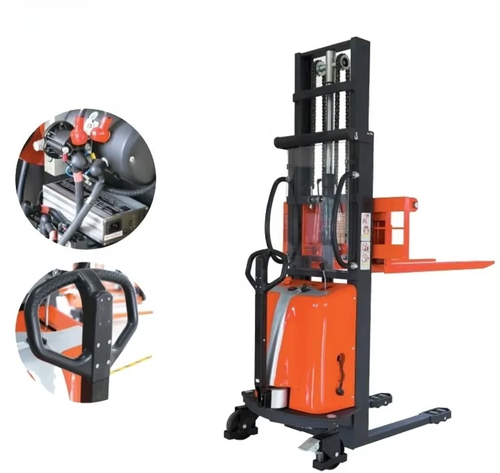 1ton 1.5 Ton 2 Ton Adjustable Hydraulic Semi Steel Electric Manual Pallet Stacker with C Shape Mast