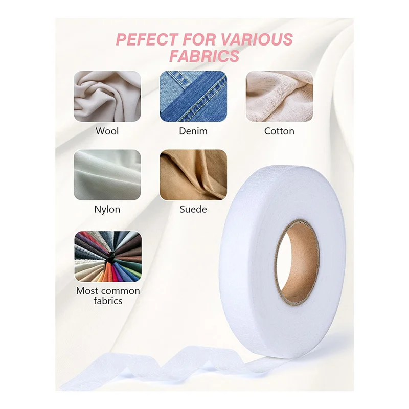 PORK-zoomtape - 3/4 INCH X 70 yards - geen naai opstrijkbare zomen stoffen tape lijm met schaar en meetlint - voor kleding