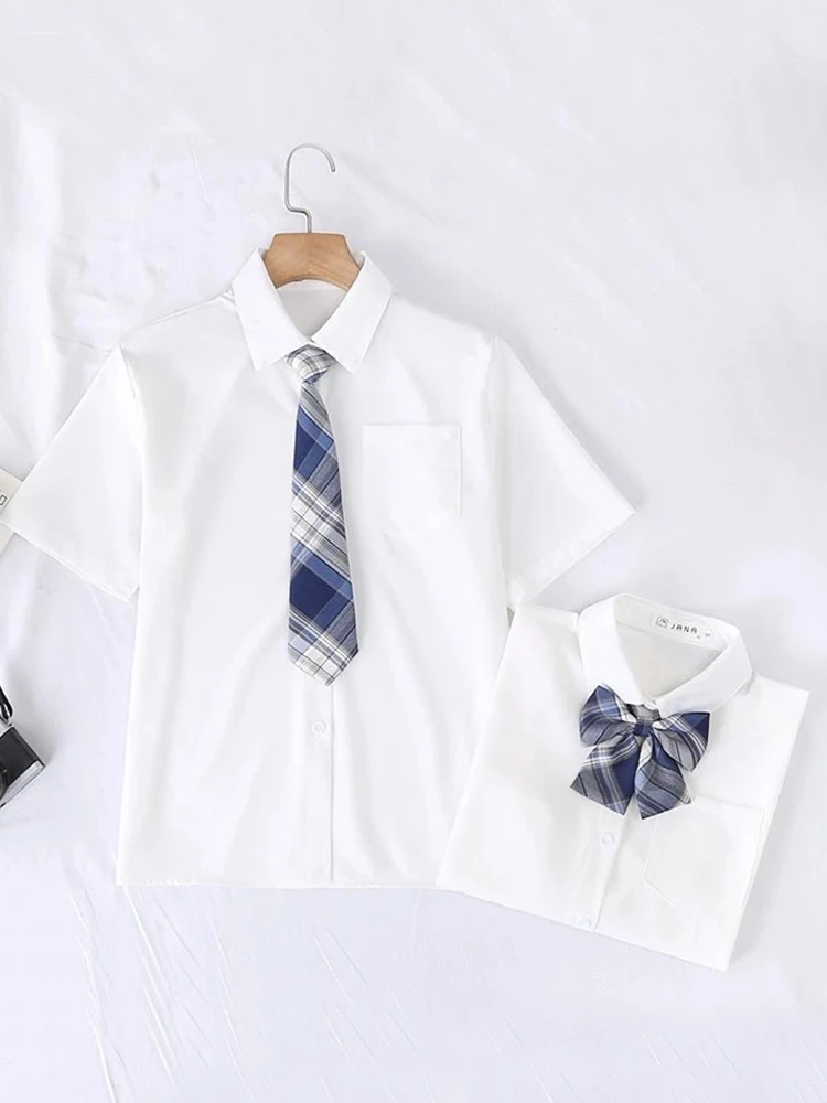 JMPRS Summer Women White Shirt Short Sleeve School JK Preppy Style Japan Girls Tops Harajuku Necktie Ladies Blouse New