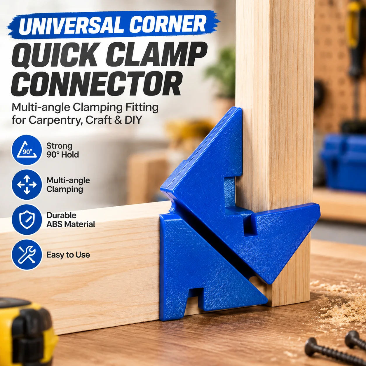 Universal Corner Quick Clamp Connector - Multi-Angle Clamping Fitting, Stable Holder for Carpentry Craft, 1-3 Piece Set