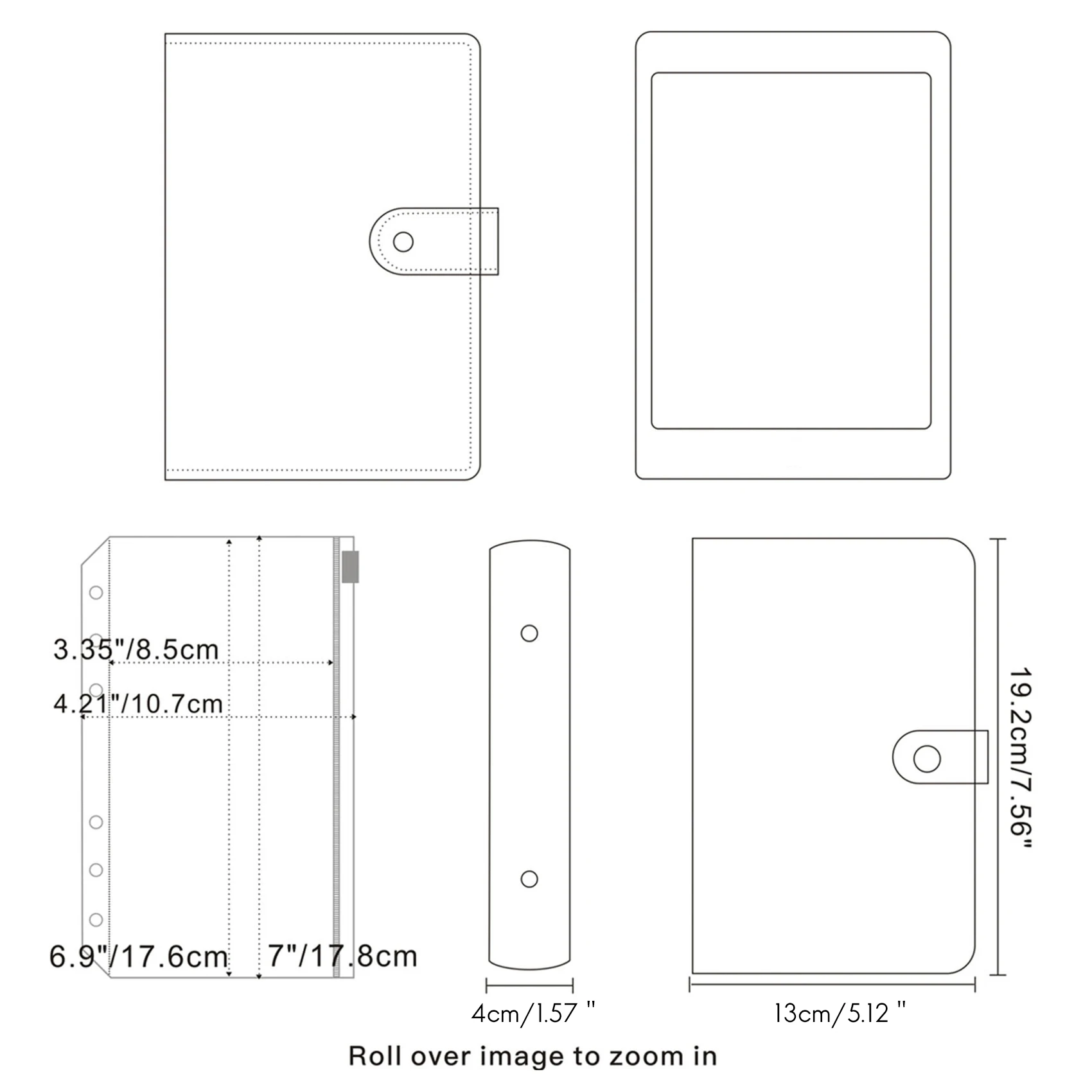 Brown Budget Binder, PU Leather Wallet for Cash Vouchers, Planner Notebook Cover with 12 Zip Envelopes