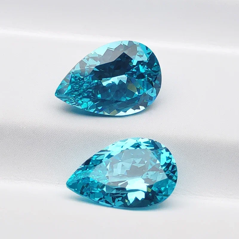 

Lab Grown Paraiba Sapphire Pear Shaped Charm Beads for DIY Jewelry Making Pendant Earrings Materials Selectable AGL Certificate