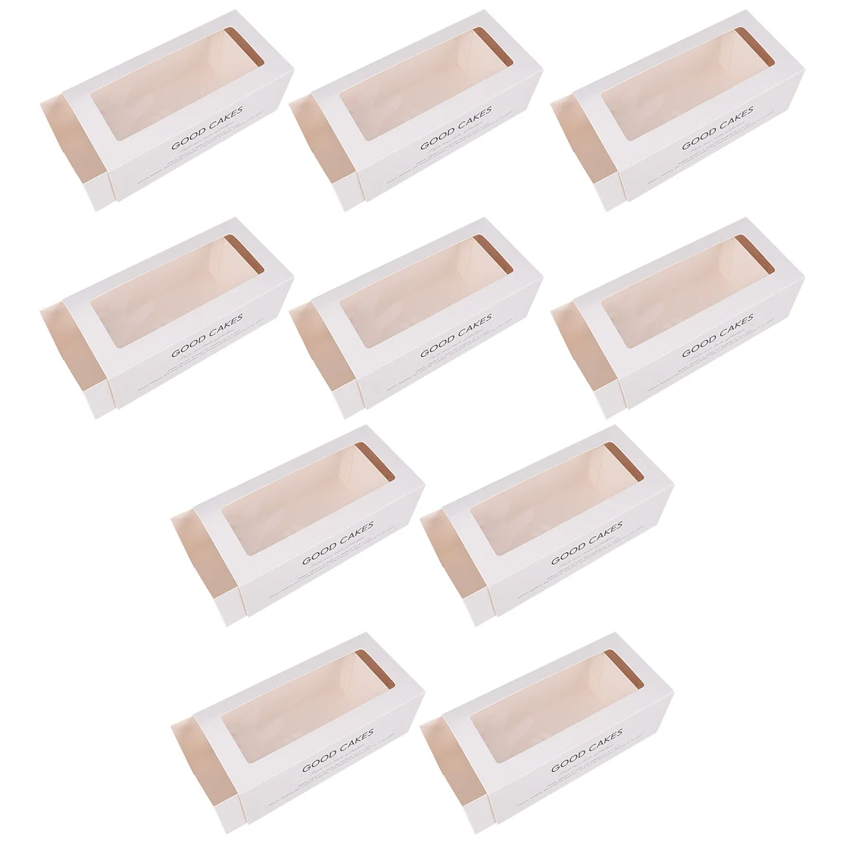10pcs Cake Roll Packaging Box Food Grade Paper Window Design Waterproof Oil-Proof Baking Packing Box For Cake Dessert Storage