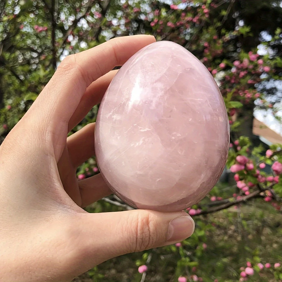 Natural Rose Quartz Egg Jewelry, Crystal Decoration Gifts For Parents, Holiday Party Table ,Meditation Home Decoration