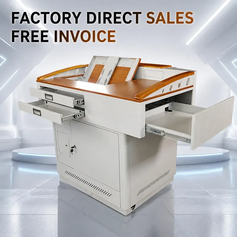 for Steel Desktop Multimedia Lecture Table Center Console School Furniture Smart Audio-visual Education Desks and Chairs