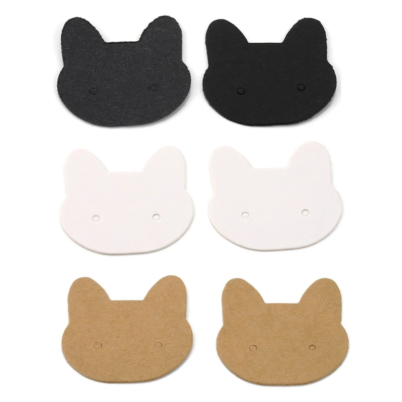 50Pcs/set  Cat Head Shaped Ear Studs Display Card Earrings Tags DIY Blank Ear Studs Cards Jewellery Piece Cards