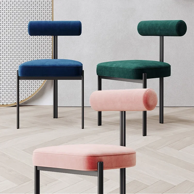 Dining chair household modern simple chair backrest makeup chair stool wrought iron light luxury negotiation reception