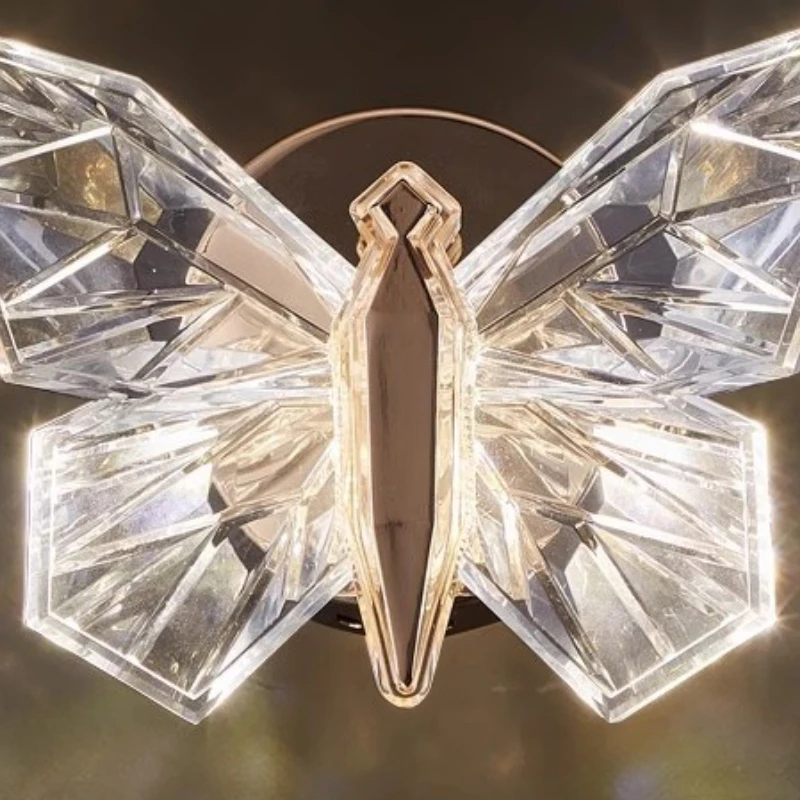 الشمال الإبداعية الصغيرة الاكريليك فراشة مصابيح الحائط غرفة نوم السرير الدافئة ورومانسية الديكور الفني خلفية الممر الخفيفة #6