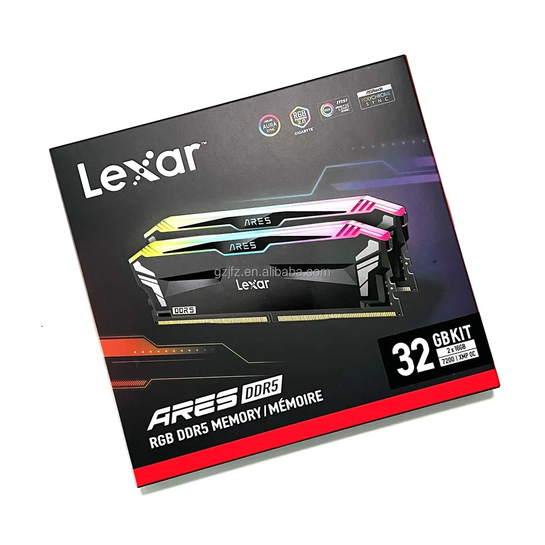 

2025 New Lexar ARES RGB DDR5 Desktop Memory Ram DDR5 32GB 16G*2 7200Mhz Intel XMP3.0 AMD EXPO Memory Stick for Gaming PC Desktop