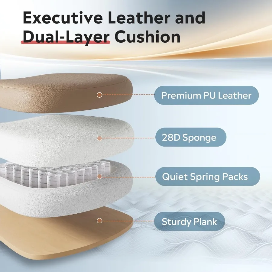 كرسي مكتب منزلي من الجلد التنفيذي مع مسند للقدمين وظهر مرتفع وكرسي مكتب مريح كبير وطويل مع مقاس L #6