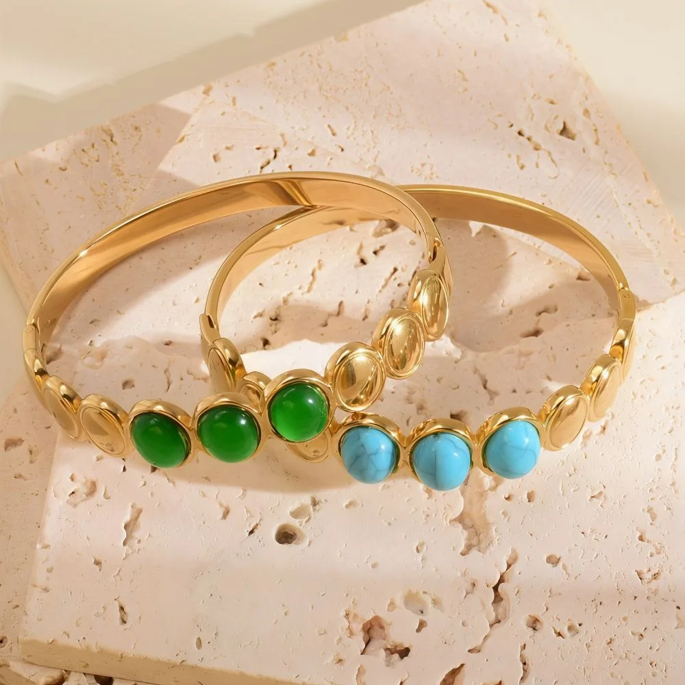 Alloy Cat's Eye Stone Bracelet Colored Dropper Oil Vintage Colored Dropper Oil Bangle Retro Stackable Women's Hand Bracelet