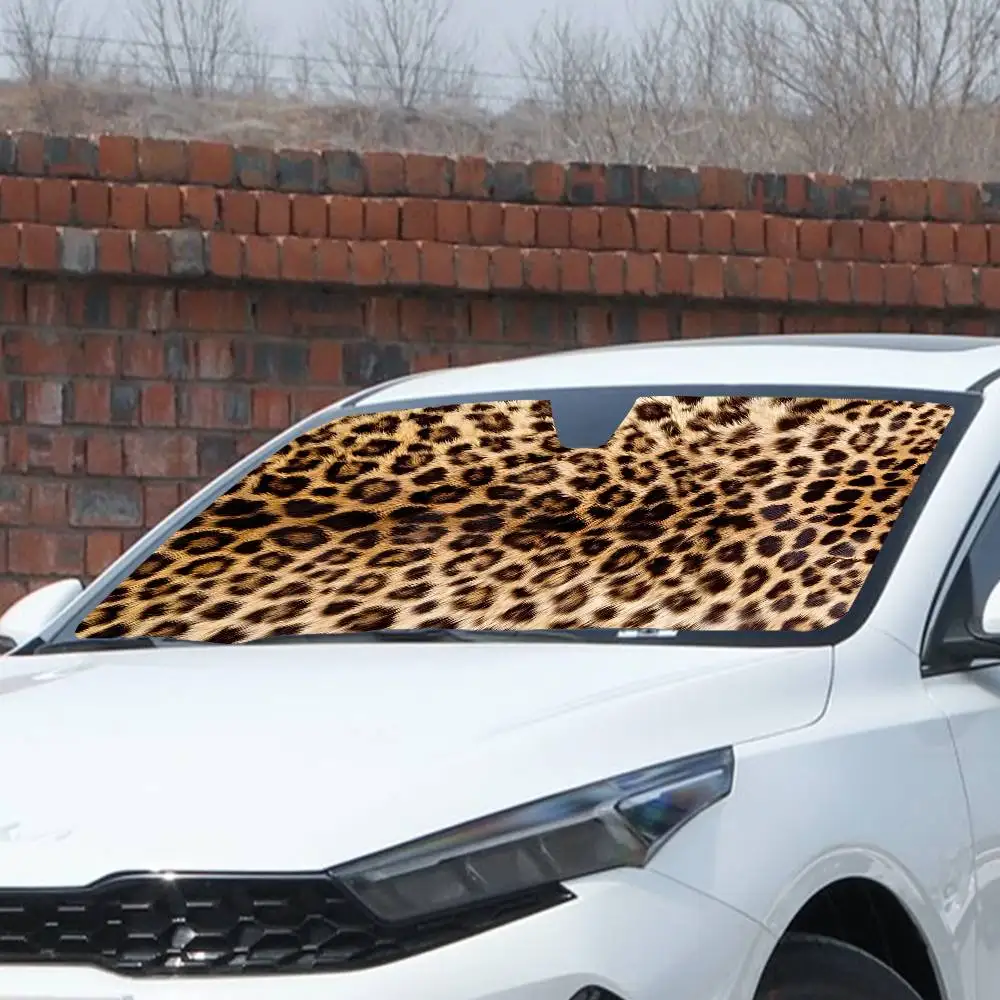 Animal Fur (Leopard Print) Car SunShade Windshield Car Windscreen Cover Sun Shade Auto Visor Car Accessories view 5