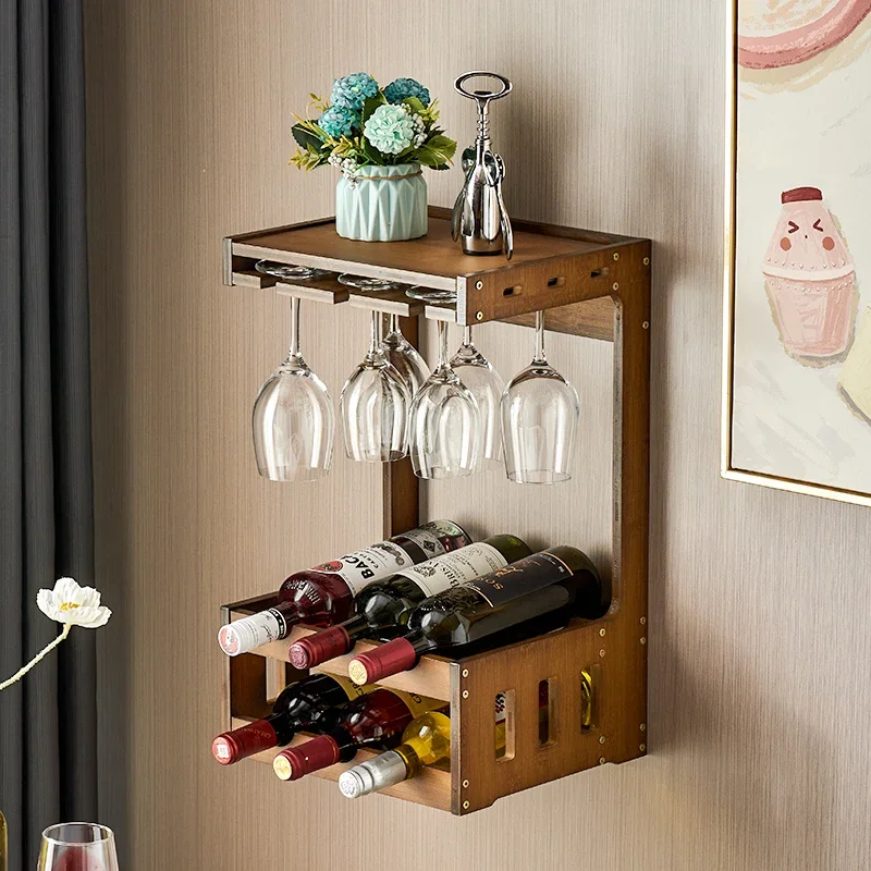 fa·Shelf Storage Bar Cabinet Wine Rackantique Wood Standing Rustic Bar Cabinet Wine Rack Display Kitchen Vitrina Home Furniture