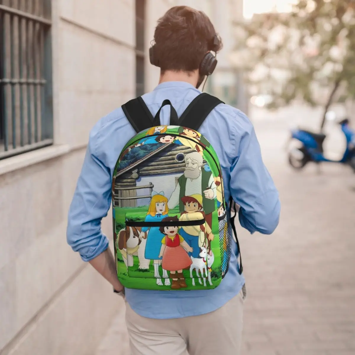 Heidi Peter And Grandpa Family Alps Mountain Anime Backpack School Bag Hiking Travel Daypack for Men Women Bookbag Shoulder Bags