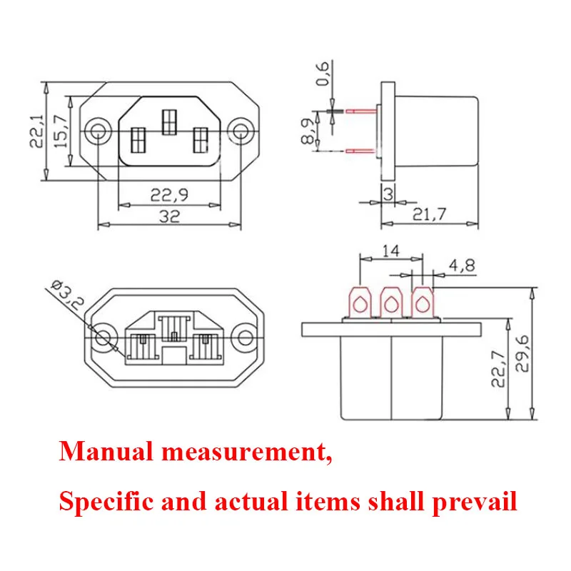 2 шт., черная розетка IEC320 C13, встроенная розетка PDU, разъем переменного тока, розетка переменного тока с ухом/винтовым отверстием
