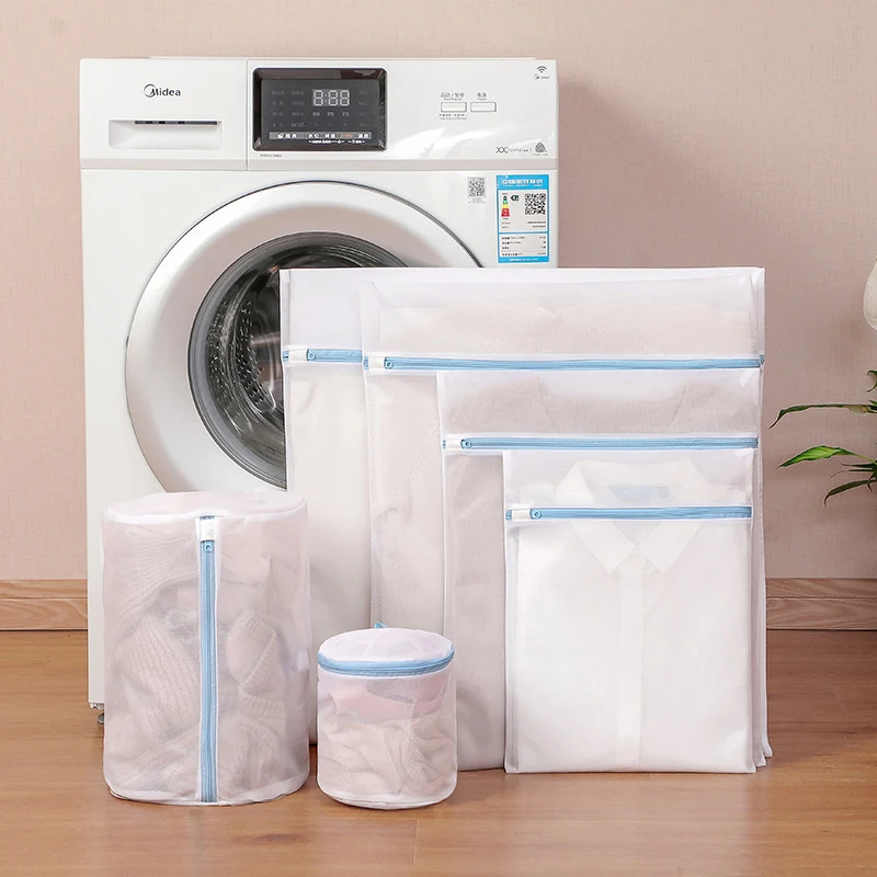 Blue Zipper Laundry Bags For Washing Machine Clothes Cleaning Protect Bag Fine Mesh Washing Bags Household Dirty Clothes Storage