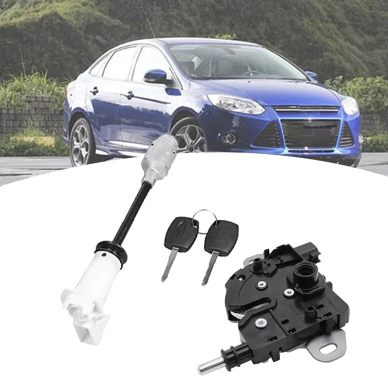 Engine Bonnet Hood Lock With Long Rod Release Lock Latch And 2 Keys For Ford Focus MK2 2004-2012 Parts 1343577 4M5AA16B970BA