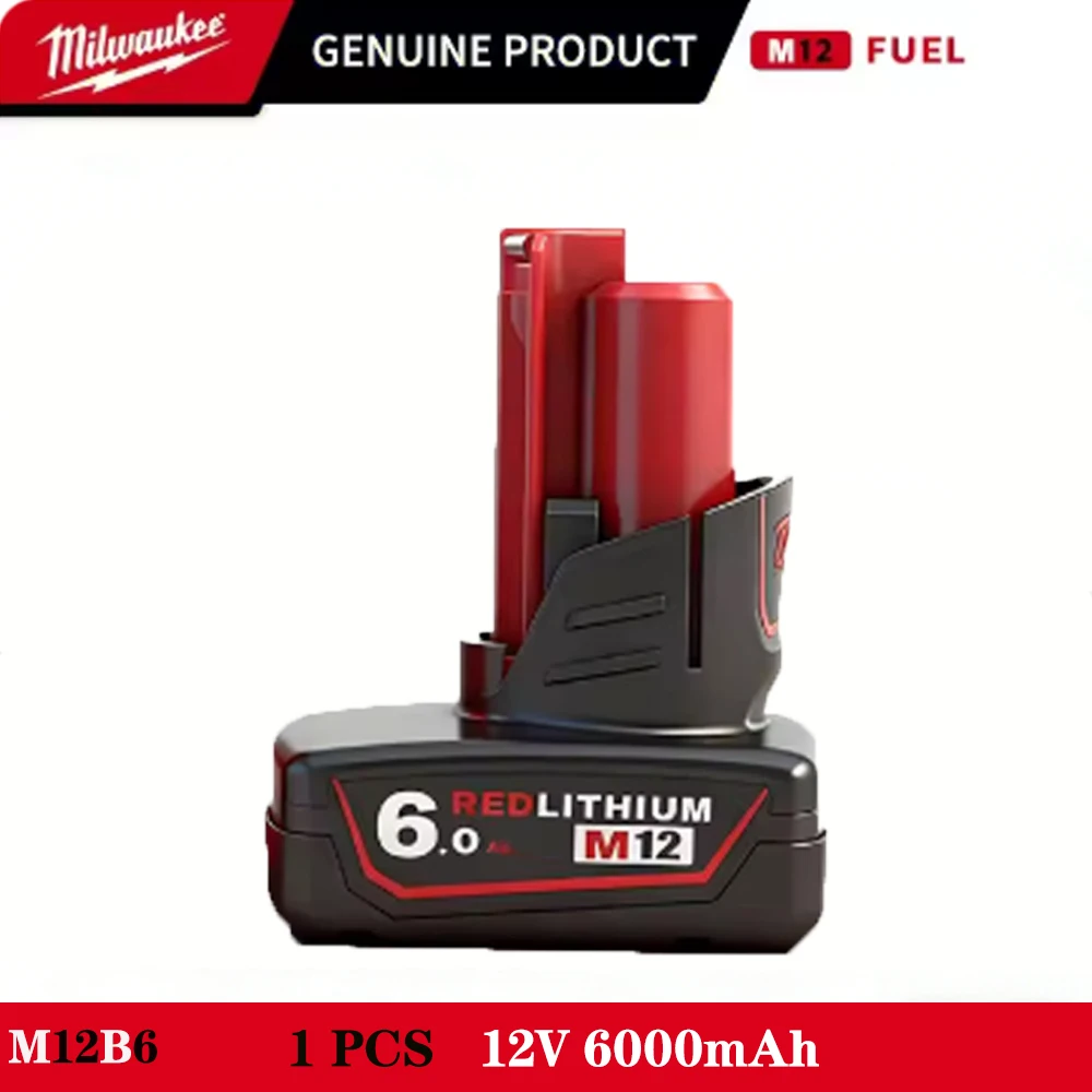 

Аккумулятор для Milwaukee M12 12В 6.0Ач с подсветкой, совместимый с инструментами Milwaukee M12, модели 48-11-2402, 48-11-2401, 48-11-2411