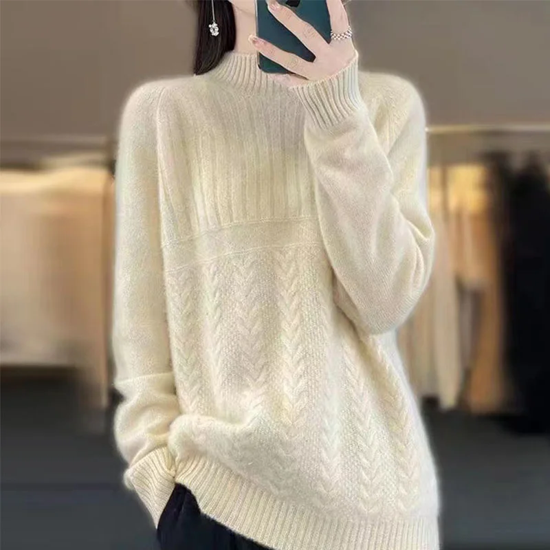 Daling Town Maglione lavorato a maglia Guangzhou antou Capispalla da donna Trendy High-ne Manica lunga Autunno Faion Vestibilità regolare