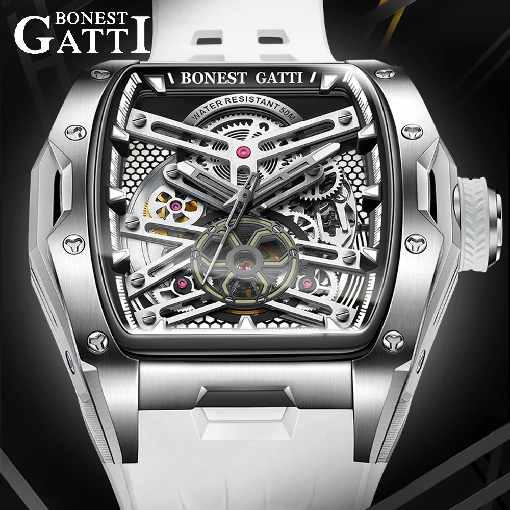 

BONEST GATTI Tourbillon Automatic Mechanical Watch Men Sapphire Crystal Skeleton Silicone Strap German Crafted Limited Edition