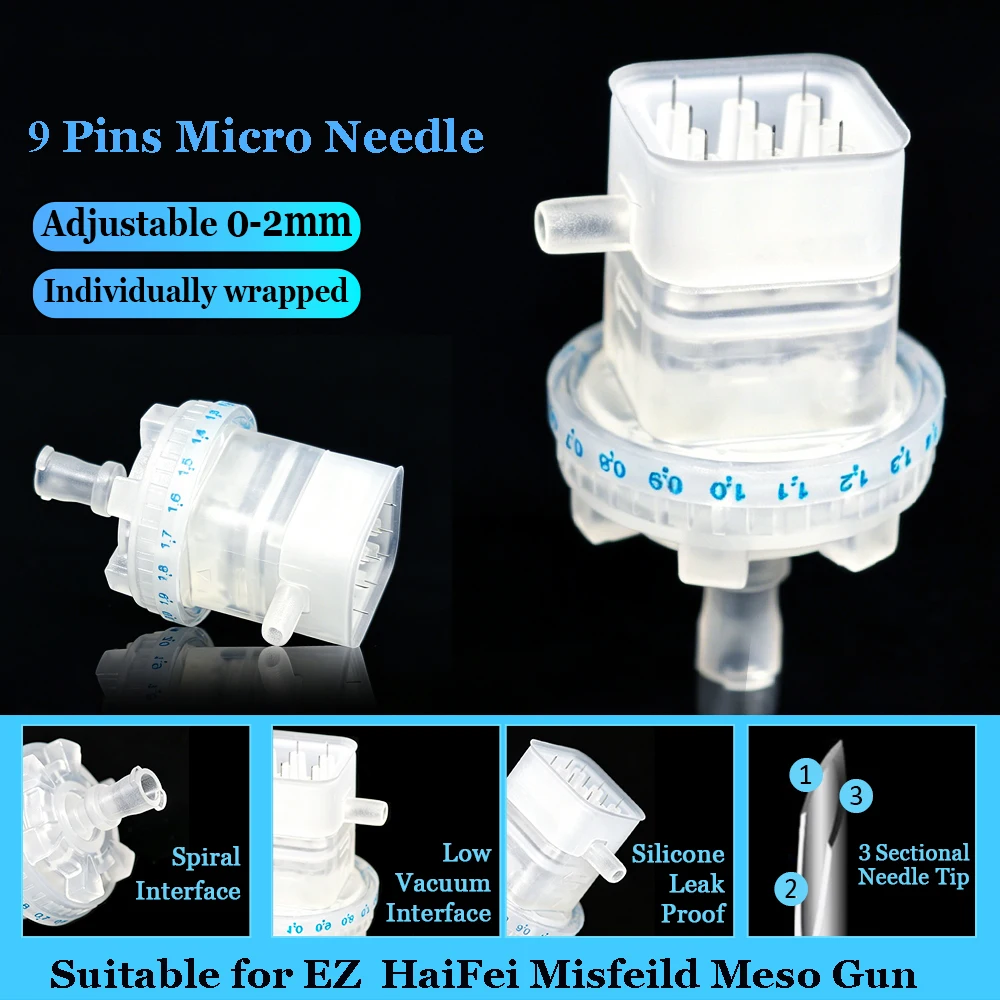 20Pcs/Box Adjustable 33G 9Pins Tattoo Needle Derma EZ Haifei Misfiled Meso Gun Needle Accessories Anti Wrinkles Skin Care Tool