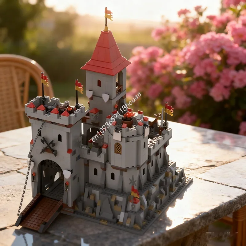 

840 деталей MOC: Горный замок короля, конструктор, архитектурная модель, игрушки-блоки, подарок на Рождество, развивающий конструктор, подарок на день рождения