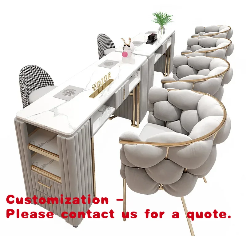 

Customize.Luxury Beauty Nail Salon Furniture Desk Set Professional Mesa De Unas Manicure Table Manicure Gold Nail Tables Nai