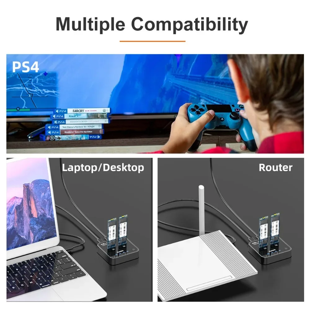 Imagem -06 - Maiwo-nvme Ssd Enclosure Dock Station Dual-bay Docking Station tipo c Caixa de Disco Rígido Externo Gen2x 10gbps M.2 Usb 3.1