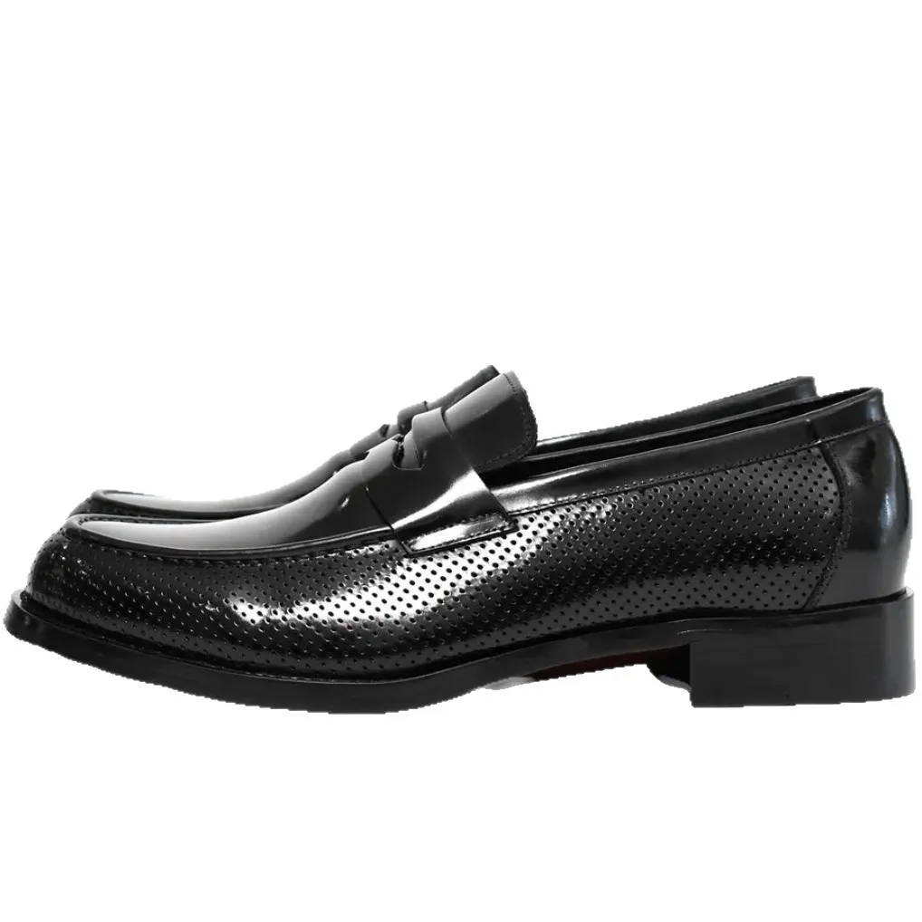 

gPerforated Piano Sole Loafers Horse Hip Leather Business Dress Boots Goodyear Leather Outsole Wedding Shoes Outdoor Walking Gea