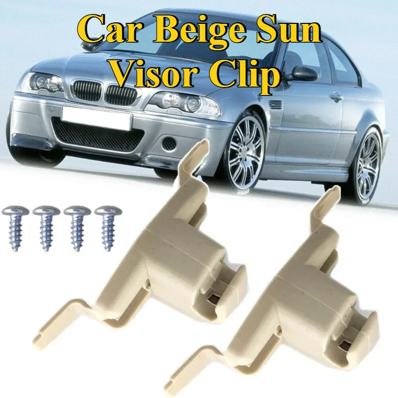 2pcs/set Car Beige Sun Visor Clip  For Bmw 3 5 7 Series E46 E38 E39 E53  Mirror Holder Bracket Hanger