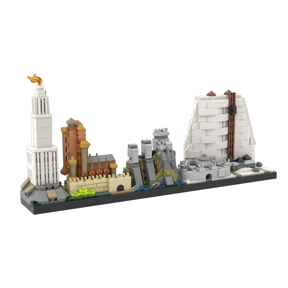 MOC اللبنات Futuramas Skyline نموذج 1900s مدينة نيويورك أفق كيوتو الطوب Westeros SkylineToy للأطفال هدية