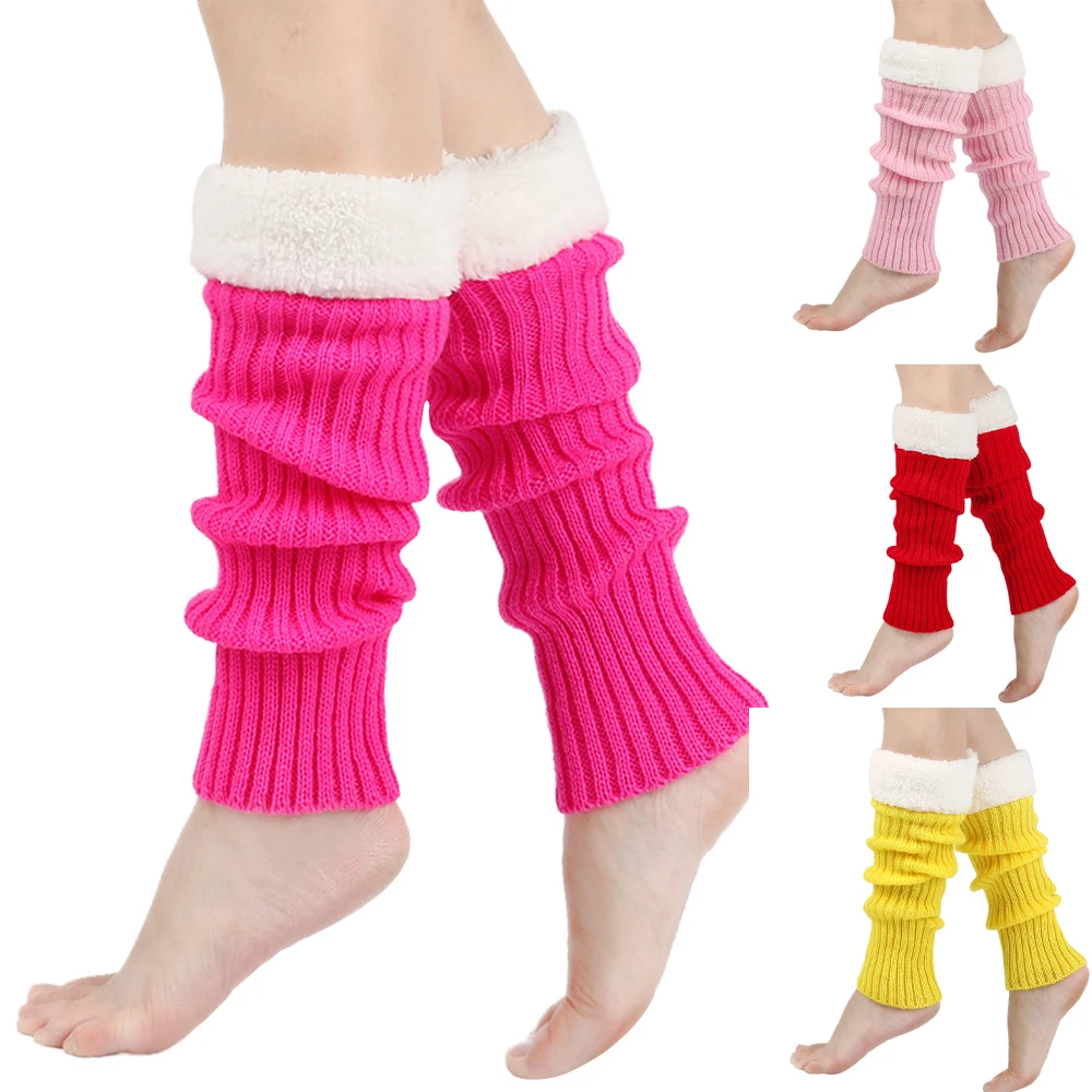 Winter Christmas Ladies Warm Ribbed Knit Leg Warmers Womens LegWarmers Polar Fleece Neon Colored Boot Cuffs for Festive Occasion