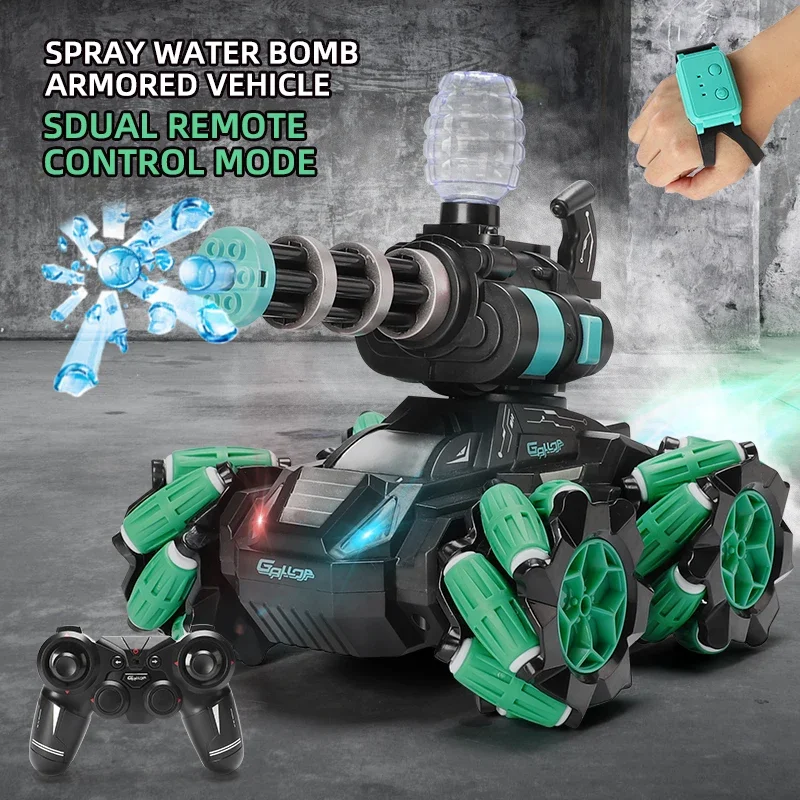 

Rc Tanks 2.4G Spray Water Bomb Armored Vehicle High Speed Water Bombs Induction Watch Remote Double Control Toy Gifts for Boys