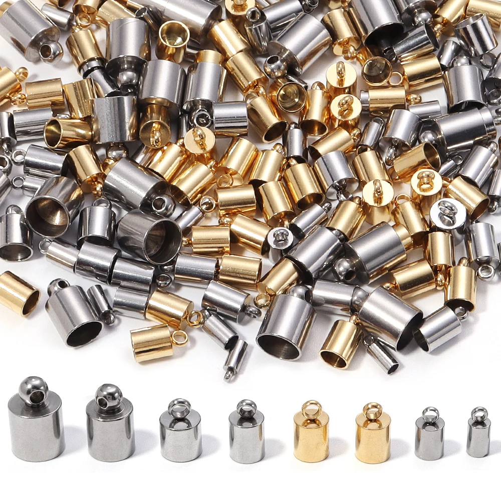 

20pcs/lot Stainless Steel Cord End Caps Metal Clasps Hooks Leather Caps Connector For DIY Jewelry Making Bracelet Necklace