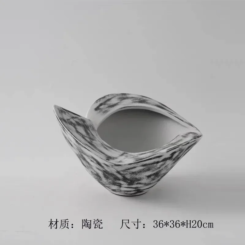 Wabi Sandy Wind Hand-painted Ceramic Vase Ornament Living Room Premium Flower Sensor Ornament