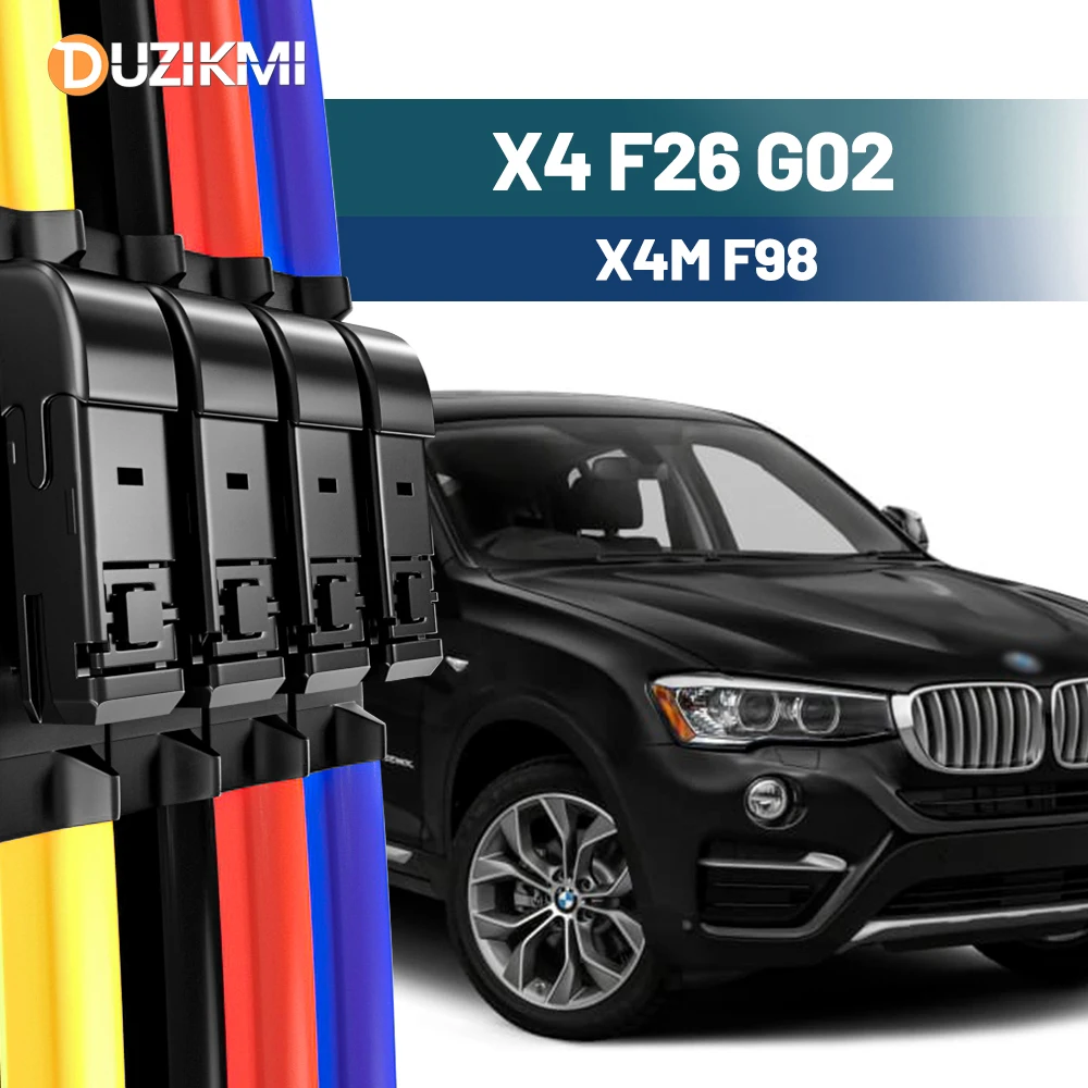 For BMW X4 F26 G02 X4M F98 2014-2023 2015 2017 2018 2019 2020 2021 2022 2pcs Front Windshield Windscreen Wiper Blades Red Blue