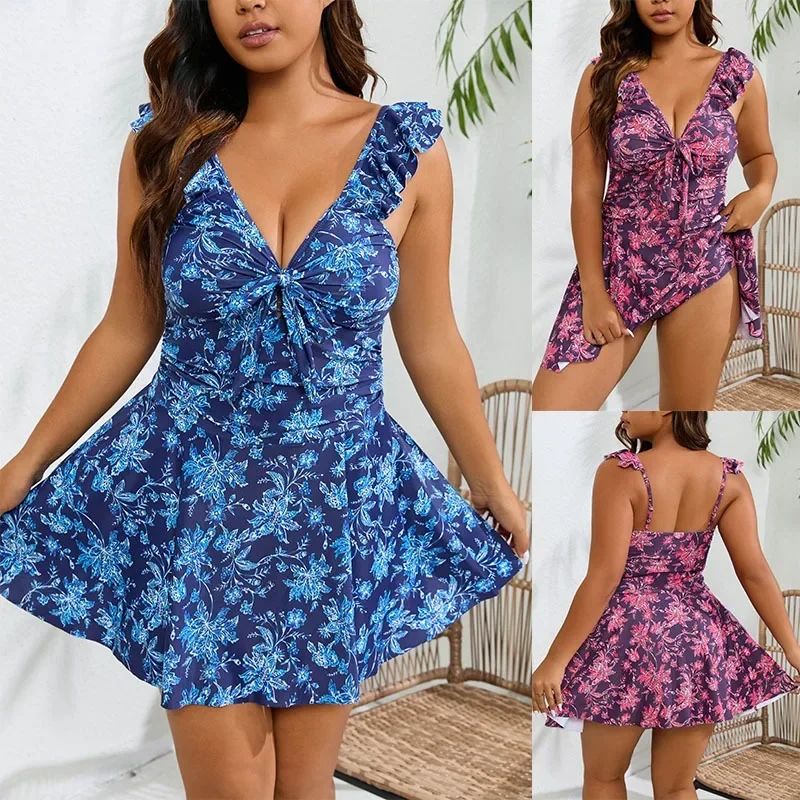 Print Floral One Piece Swimsuit Swimwear Women Bathing Suit Retro Swimsuit Vintage One-piece Surfing Swim Suits Biquini