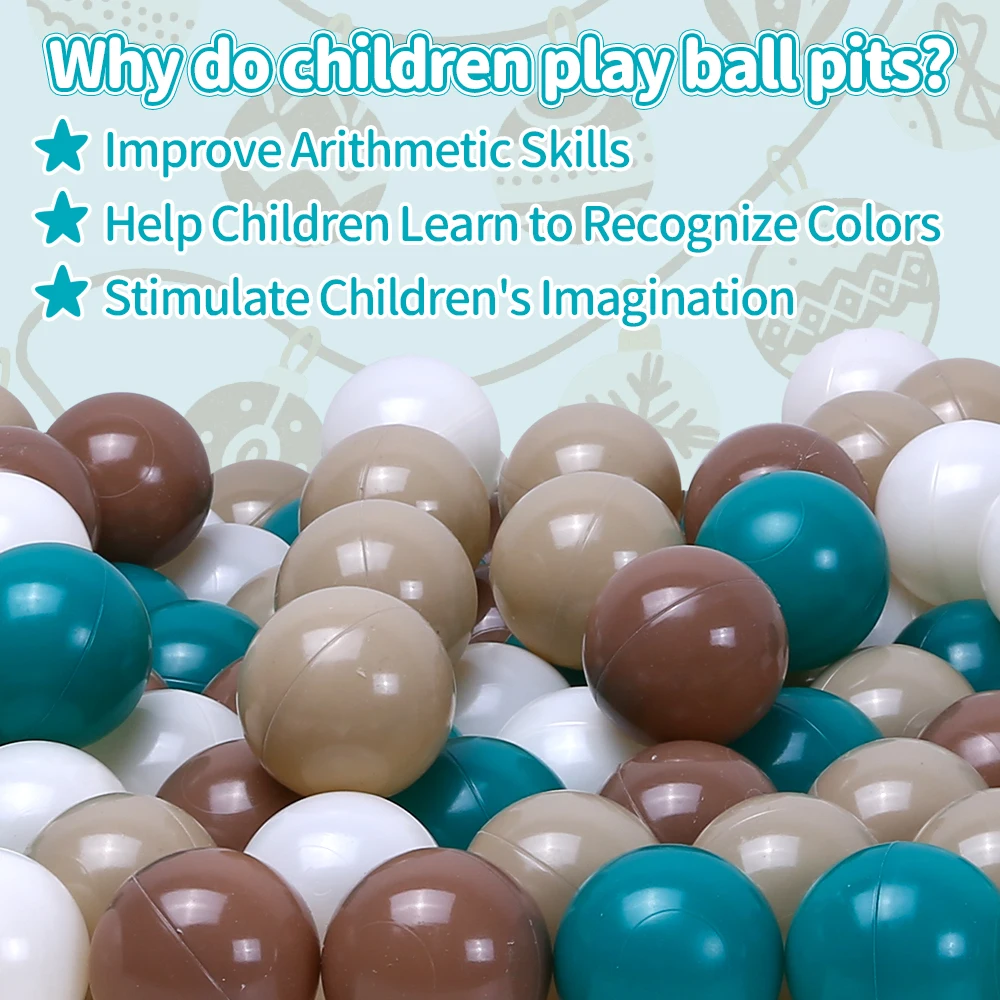 5.5cm 100pcs Free Non-Toxic Soft Ball Pit Ball with Net Bag for Kids Ball Pit Christmas Party Decorations Toy