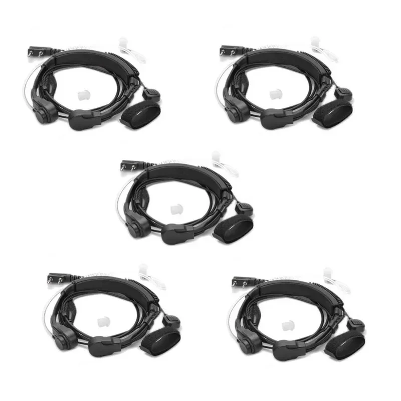 Lot 5PCS 2 Pin Heavy Duty Flexible Throat Controlled Finger PTT Mic Air Tube Headset for Kenwood Baofeng UV-5R TYT CB Ham Radio