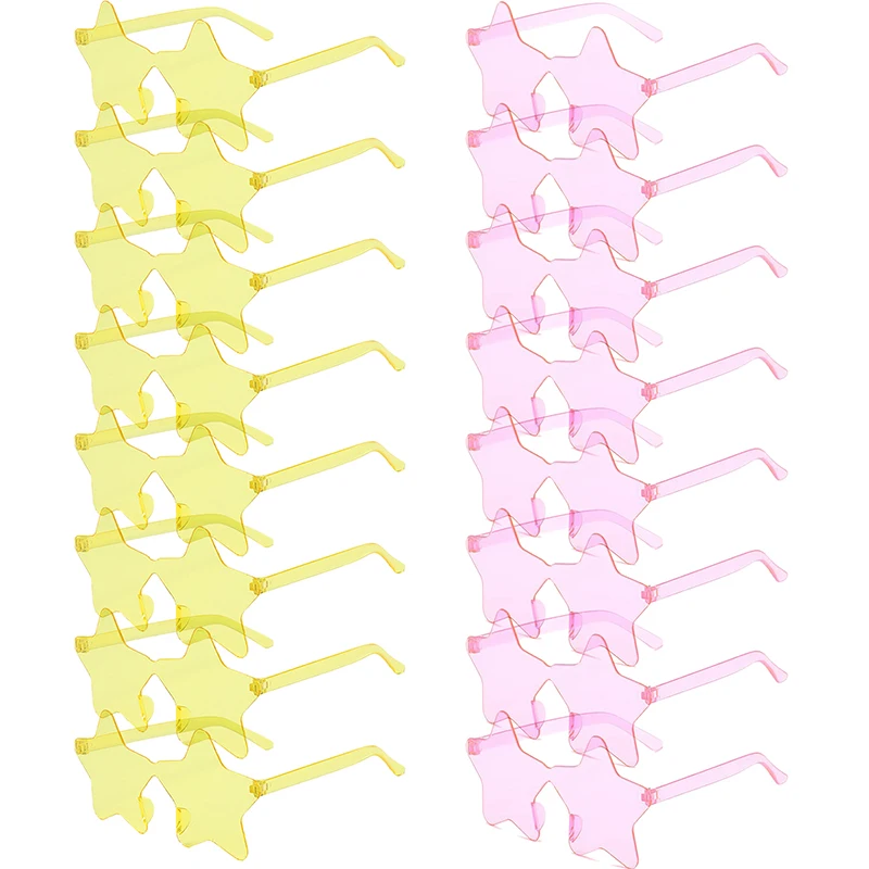 نظارات شمسية بدون إطار على شكل نجمة ، ظلال رائعة بلون الحلوى ، نظارات شمسية عصرية لعطلات الشاطئ ، موضة ، 16 زوجًا لكل مجموعة