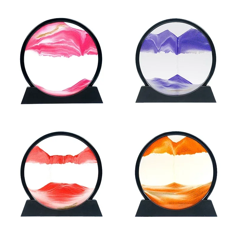 صورة فنية رملية ثلاثية الأبعاد على شكل ساعة رملية زجاجية لمشهد رملي في أعماق البحار، لوحة مائية متدفقة للمكتب، ديكور غرفة نوم المنزل