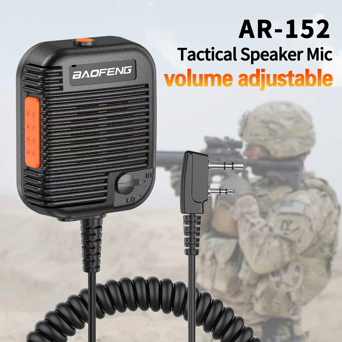 

Baofeng AR-152 Tactical Microphone Speaker Mic Adjustable Volume For Baofeng AR-152 BF-888S UV-5R Ham Radio Walkie Talkie