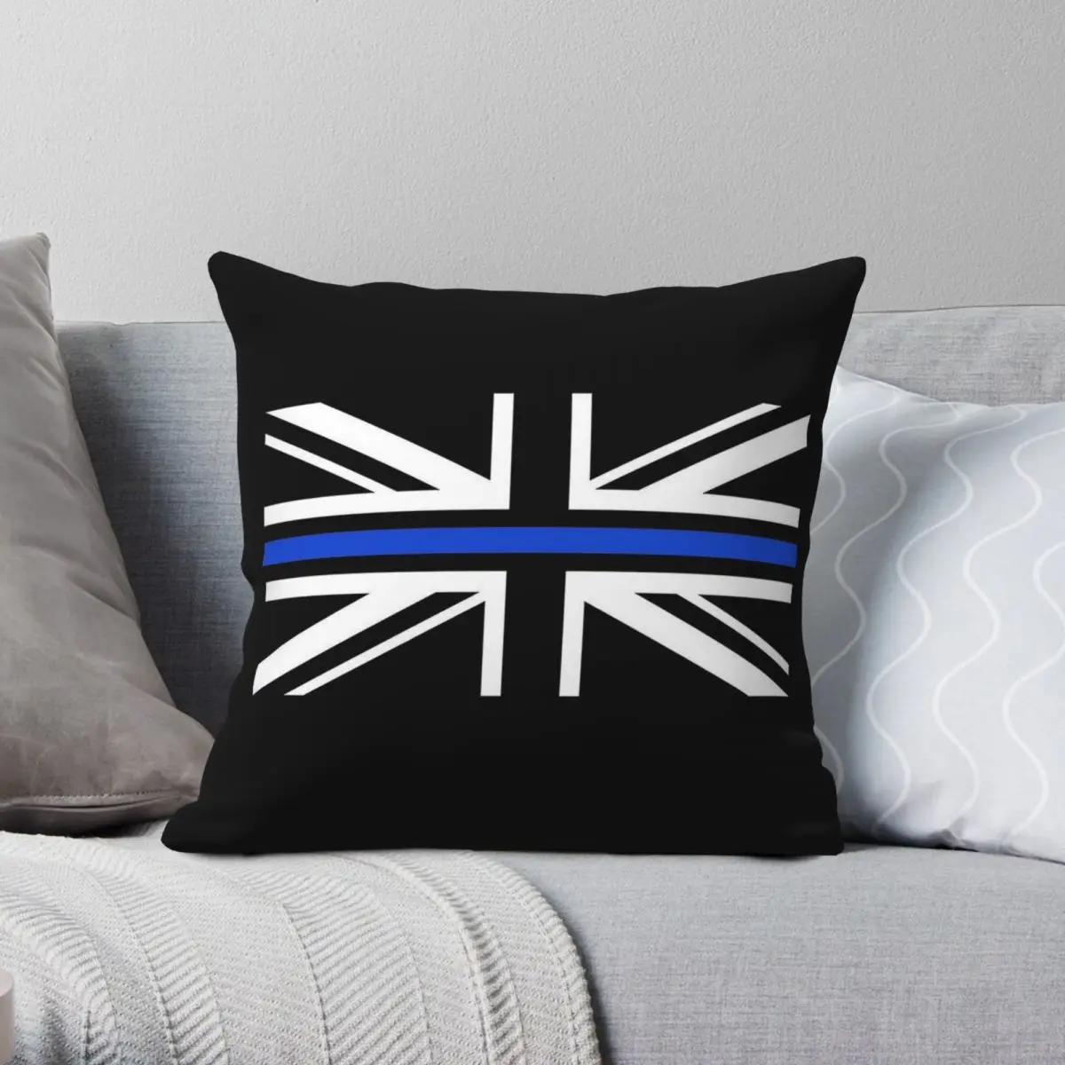Uk Police Union Jack Flag Square Pillowcase Polyester Linen Velvet Creative Zip Decorative Throw Pillow Case Room Cushion Cover
