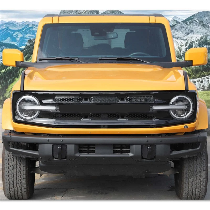 

AV36-Front Grill Mesh Grille Inserts Cover Frame Trim Kit For Ford Bronco 2021-2024 2/4 Door Exterior Accessories (Black)